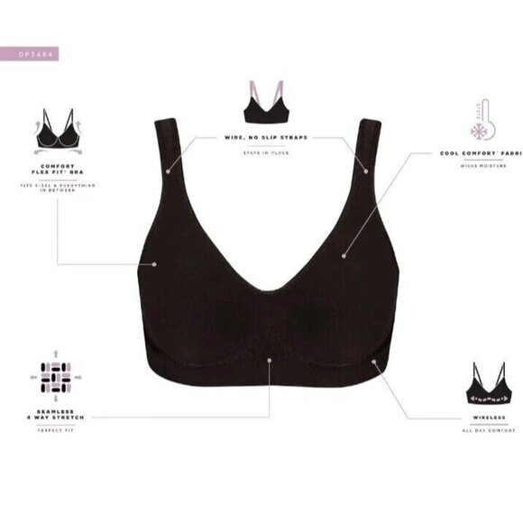 Bali Comfort Revolution ComfortFlex Fit Sz S Gray Shaping Wirefree Bra Foam Cup - Picture 6 of 11